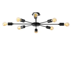 Plafondlamp Ray 8-Lichts Zwart