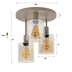 Plafondlamp Sepiora 3-Lichts Beige - Giga Meubel