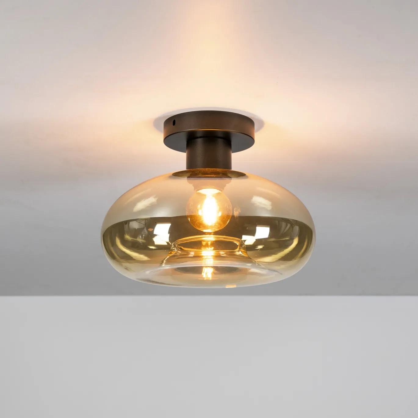 Plafondlamp Soll 1-lichts Amber Glas - Giga Meubel