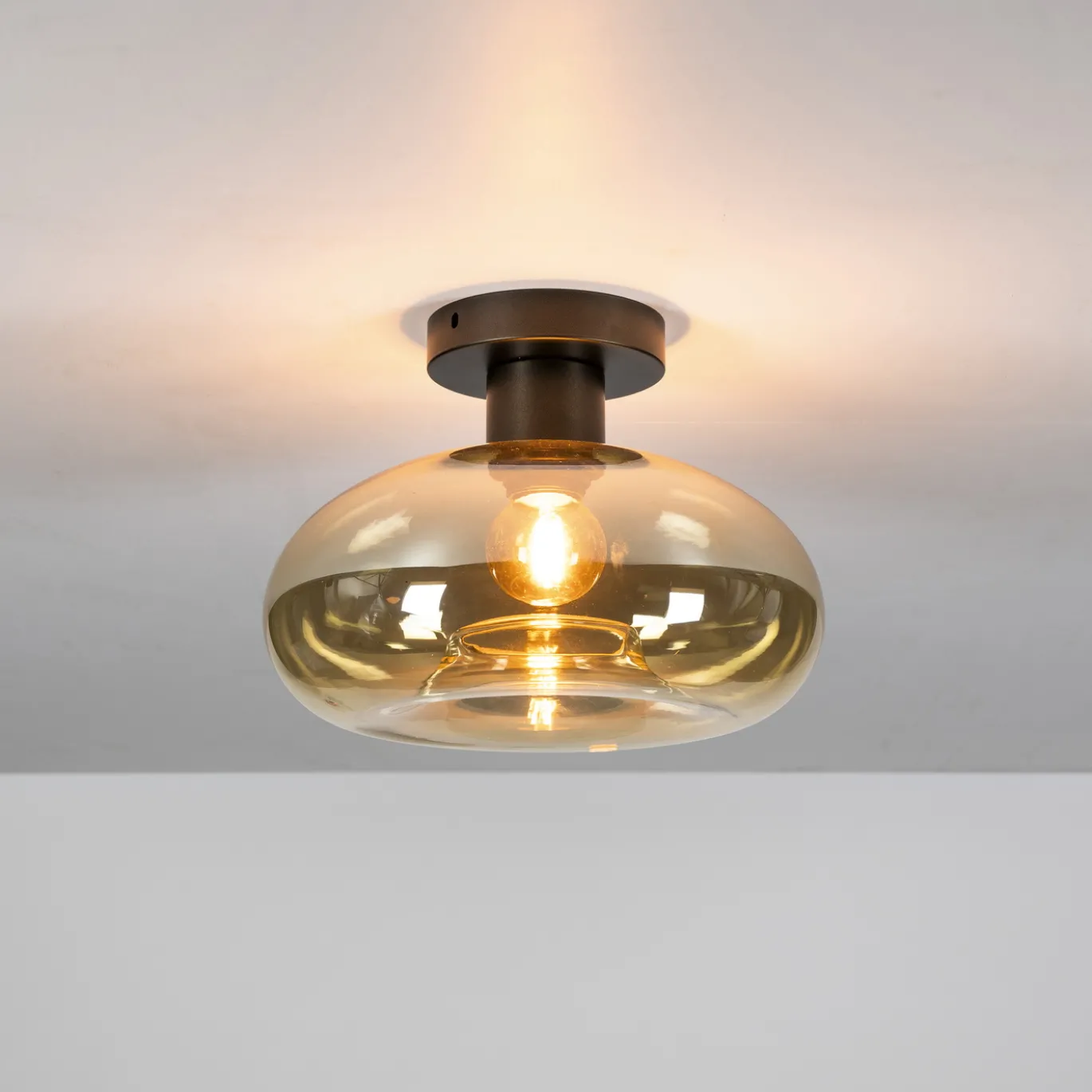 Plafondlamp Soll 1-lichts Amber Glas - Giga Meubel