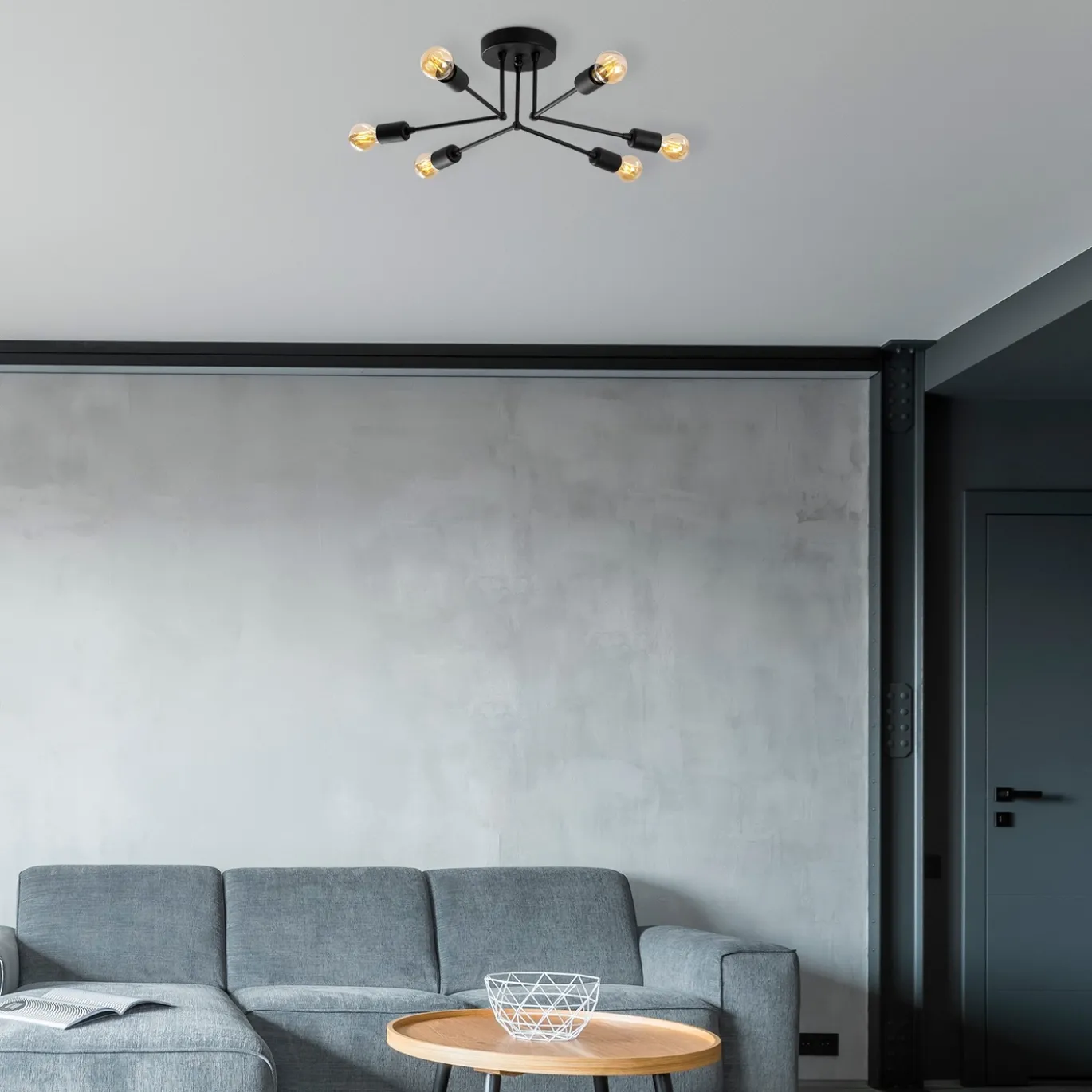 Plafondlamp Sparrow Zwart 6-Lichts