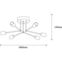 Plafondlamp Sparrow Zwart 6-Lichts