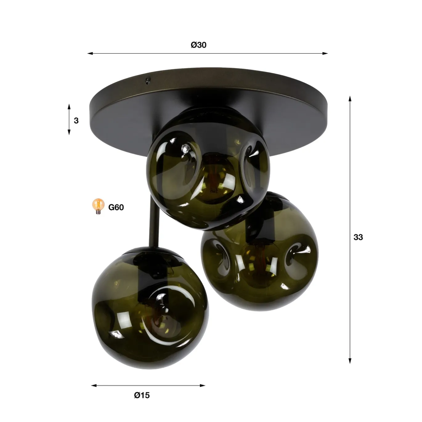 Plafondlamp Stellar 3-Lichts Sienna Bruin - Giga Meubel
