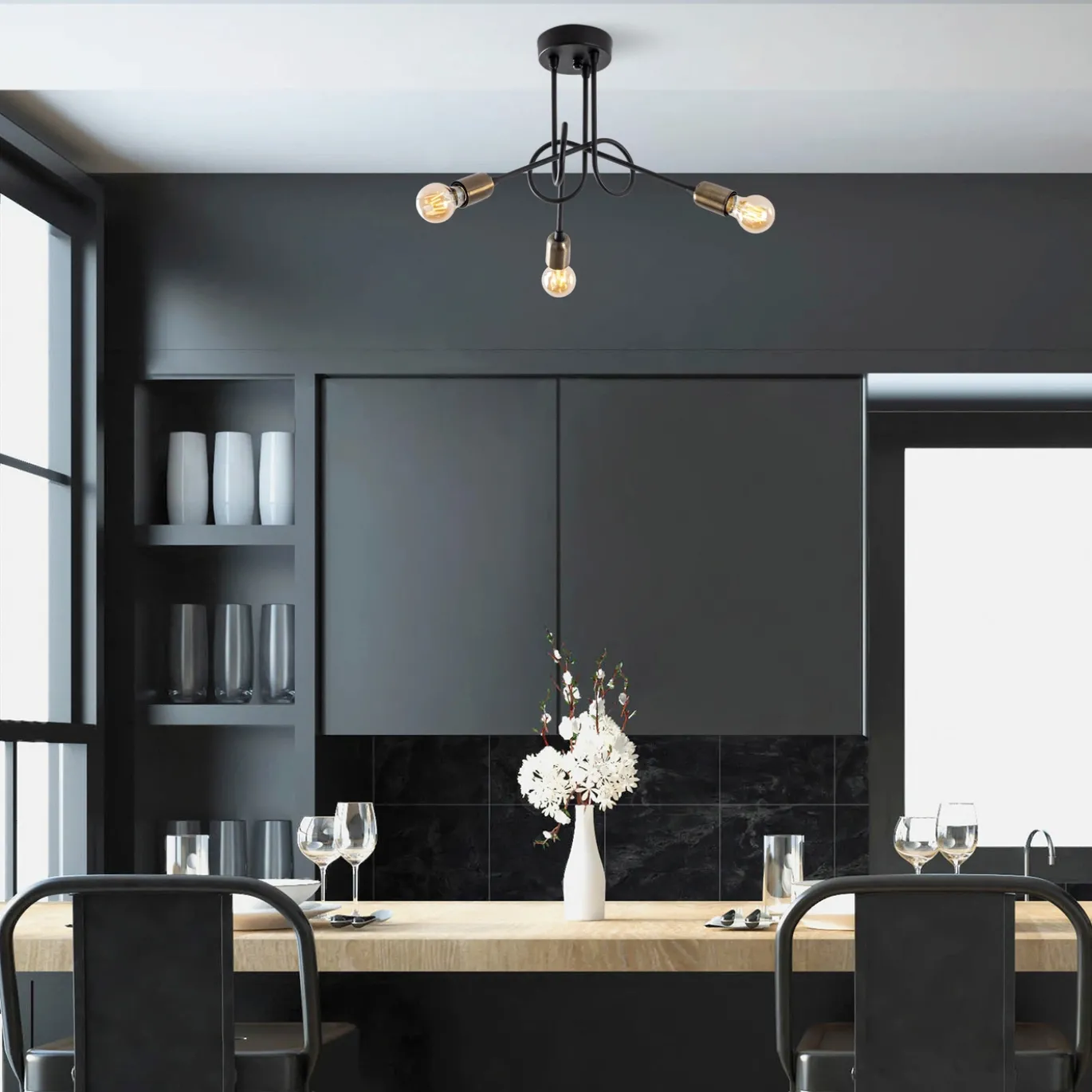 Plafondlamp Viraj Goud/Zwart 3-Lichts