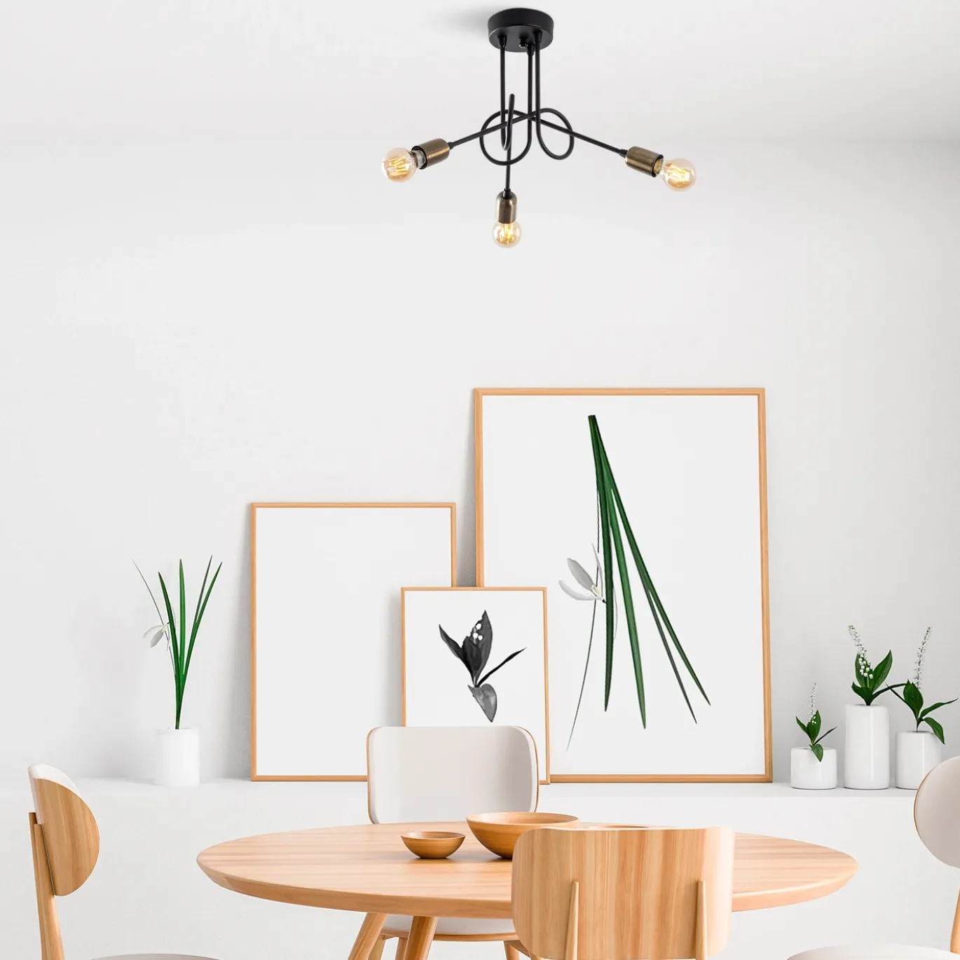 Plafondlamp Viraj Goud/Zwart 3-Lichts
