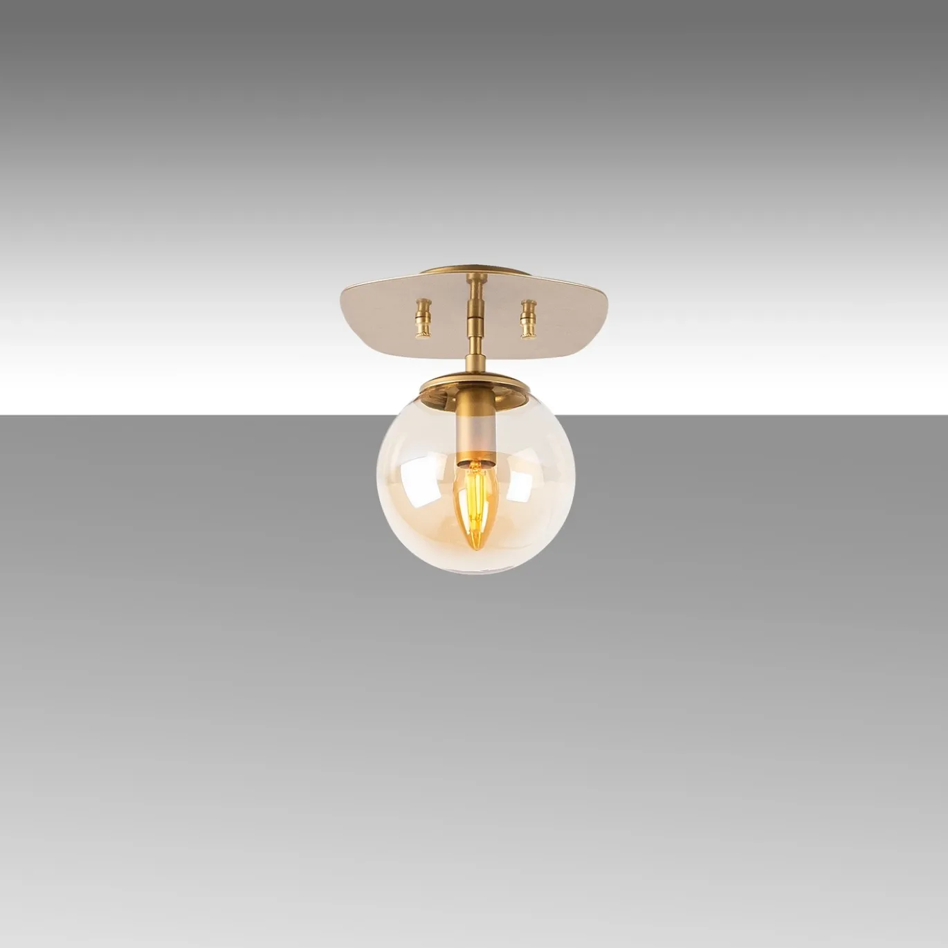 Plafondlamp Well Amber/Goud