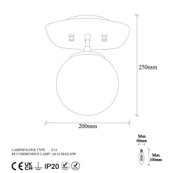 Plafondlamp Well Amber/Goud