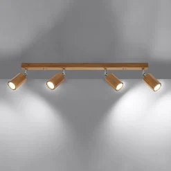 Plafondlamp Zeke 4-Lichts Eikenhout - Giga Meubel