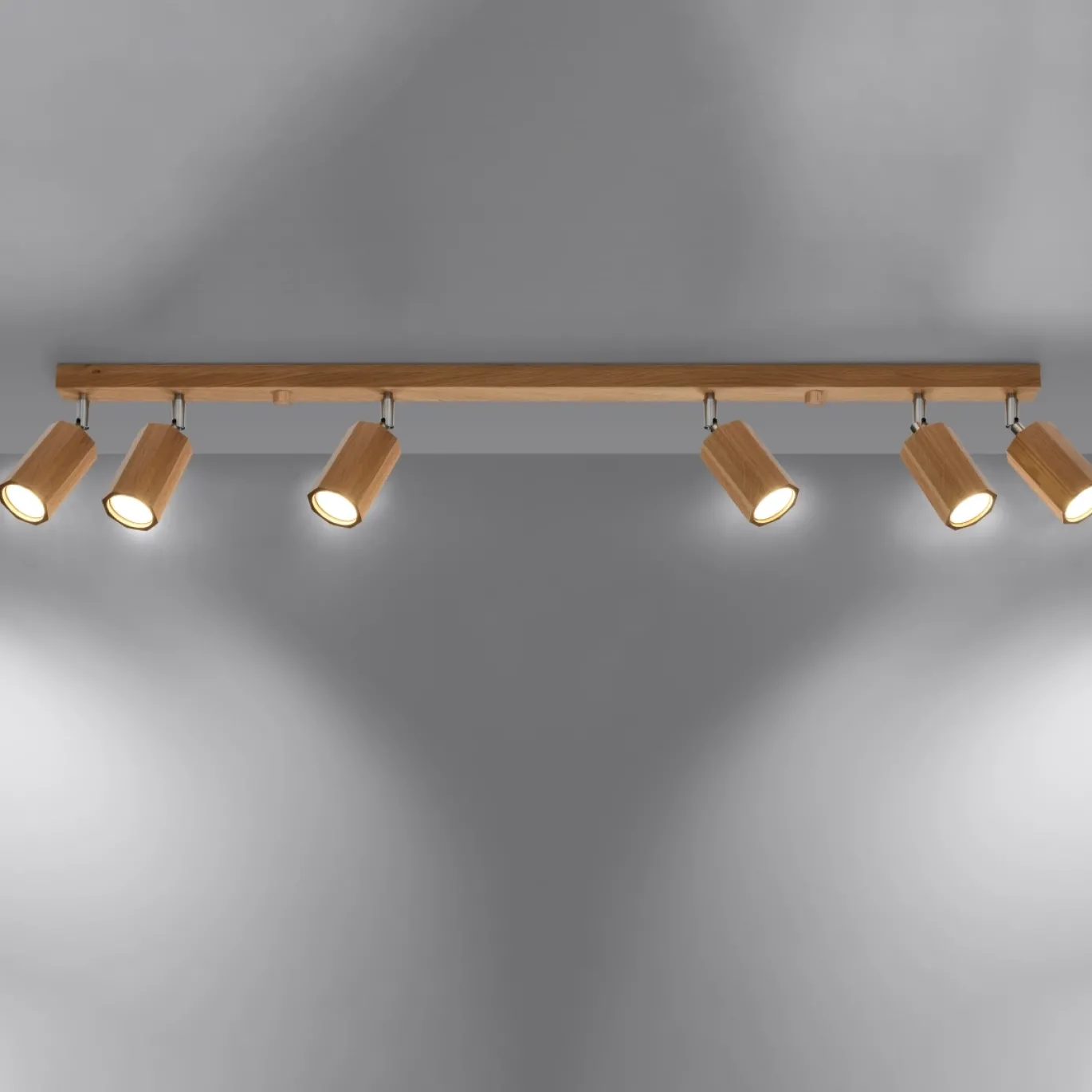 Plafondlamp Zeke 6-Lichts Eikenhout - Giga Meubel