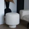 Poef Avia Beige Bouclé 45cm - Giga Meubel