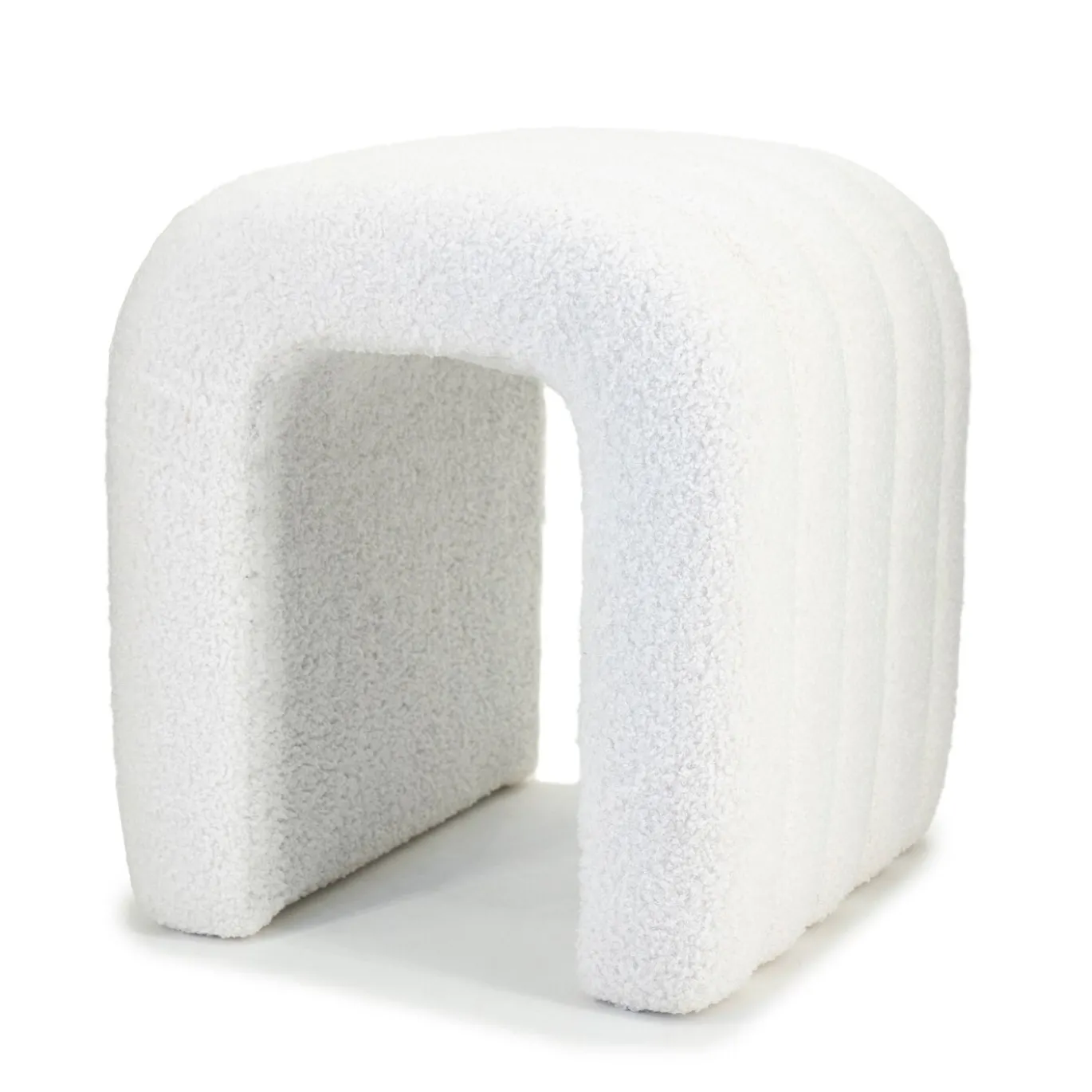 Poef Sera Bouclé Beige - Giga Meubel