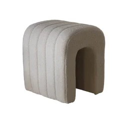 Poef Sera Bouclé Taupe - Giga Meubel