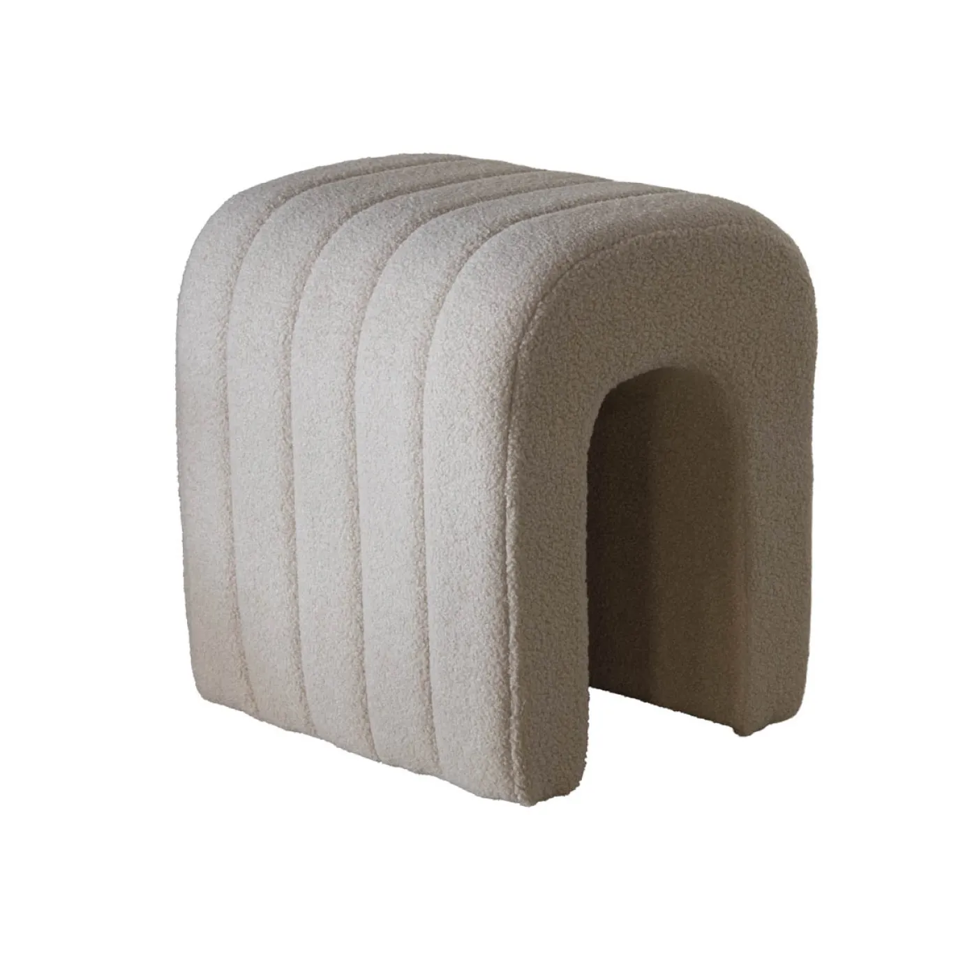 Poef Sera Bouclé Taupe - Giga Meubel