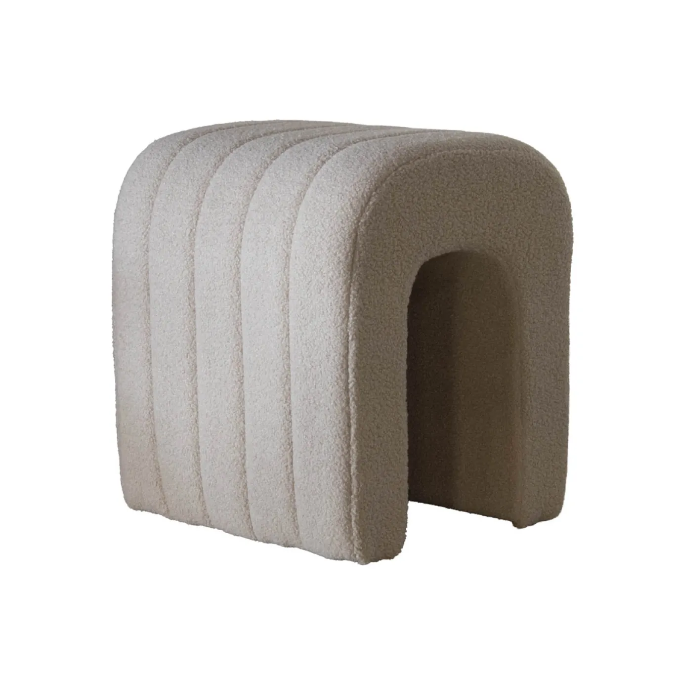 Poef Sera Bouclé Taupe - Giga Meubel