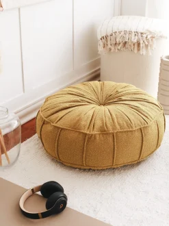 Poef Vintage Teddy Geel