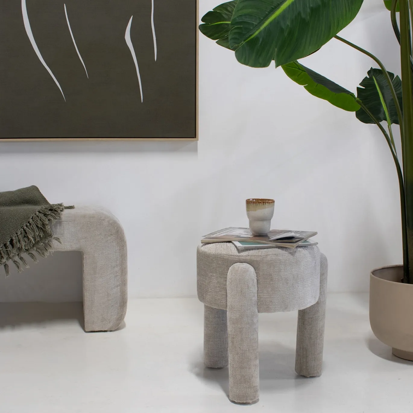 Poef Yara Beige - Giga Meubel