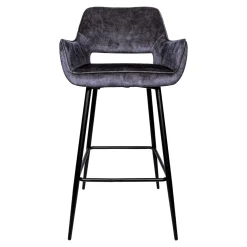 PTMD Barkruk Fallon Velvet Antraciet