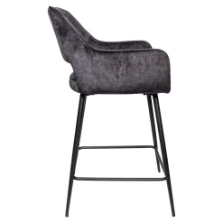 PTMD Barkruk Fal Low Velvet Antraciet