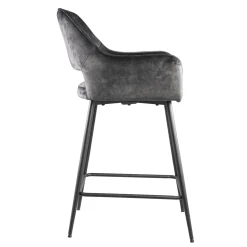 PTMD Barkruk Fal Low Velvet Antraciet