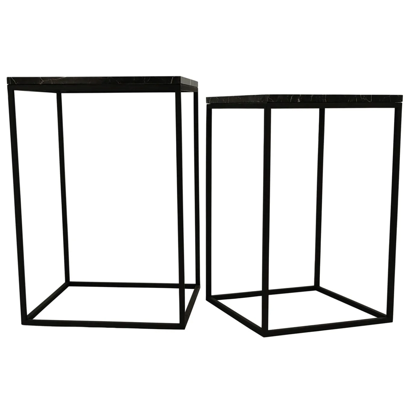 PTMD Bijzettafel Volos Marmer Bruin Set van 2