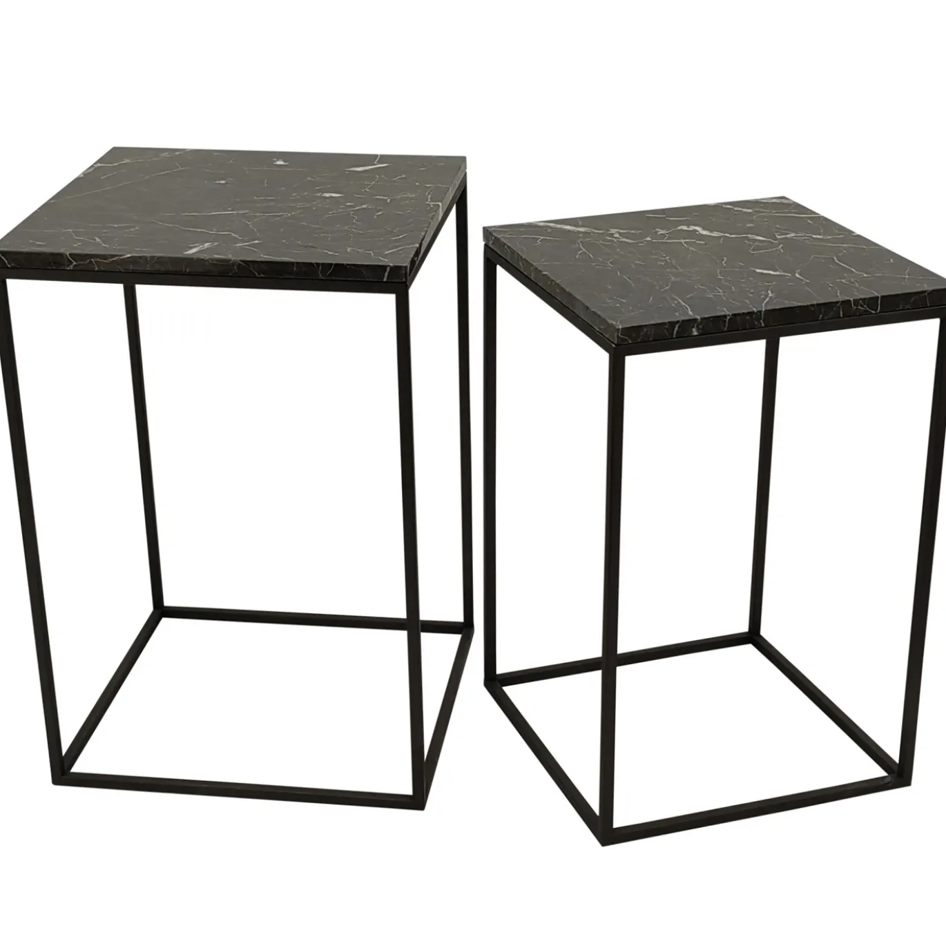PTMD Bijzettafel Volos Marmer Bruin Set van 2