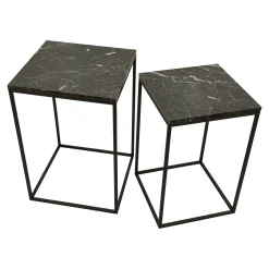PTMD Bijzettafel Volos Marmer Bruin Set van 2