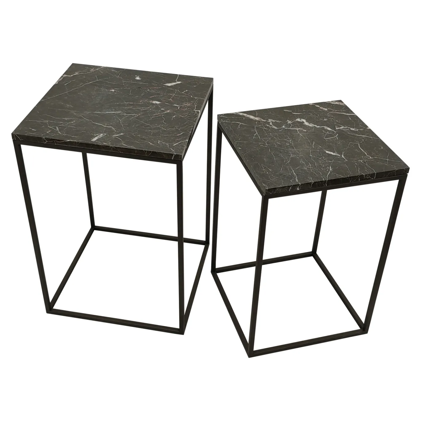PTMD Bijzettafel Volos Marmer Bruin Set van 2