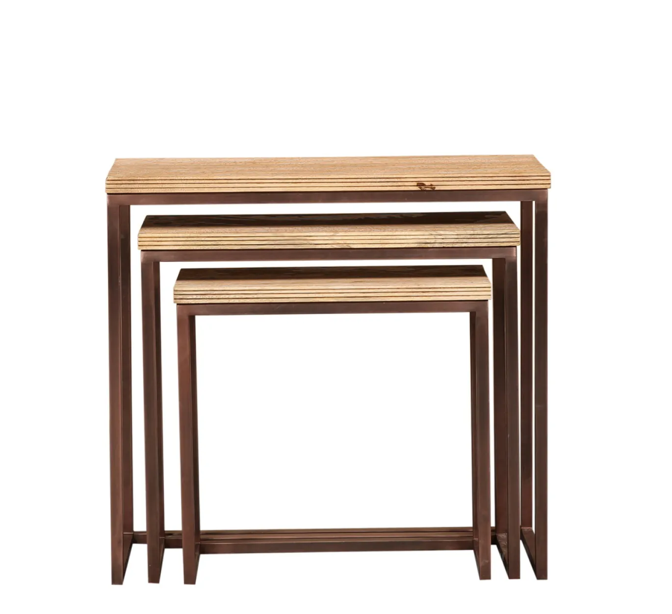 PTMD Bijzettafel Zoah Naturel/Koper Set van 3