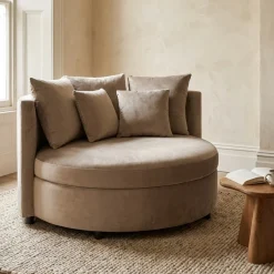 PTMD Fauteuil Fayen Velvet Sand Half Rond