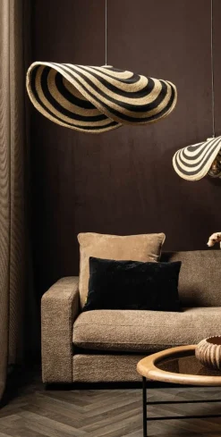 PTMD Hanglamp Loulou Zeegras Naturel/Zwart Wavy S