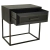 PTMD Nachtkastje Lixly Zwart Wood Iron Frame Bedside