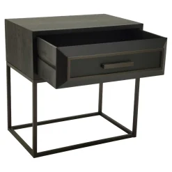 PTMD Nachtkastje Lixly Zwart Wood Iron Frame Bedside