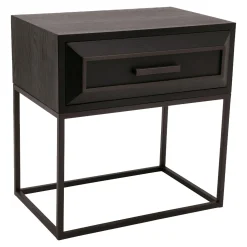 PTMD Nachtkastje Lixly Zwart Wood Iron Frame Bedside
