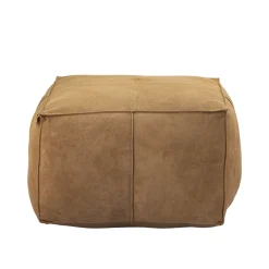 PTMD Poef Marieke Camel Suede Leer Vierkant