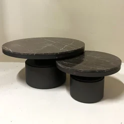 PTMD Salontafel Bregt High Marmer Bruin/donkergrijs Ø60cm