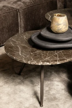 PTMD Salontafel Veria Bruin Marmer Set van 2