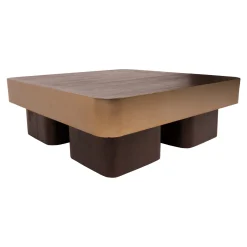 PTMD Salontafel Warren Donkerbruin/Goud 90x90cm