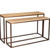 PTMD Sidetable Zoah Naturel/Koper Set van 2