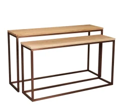 PTMD Sidetable Zoah Naturel/Koper Set van 2