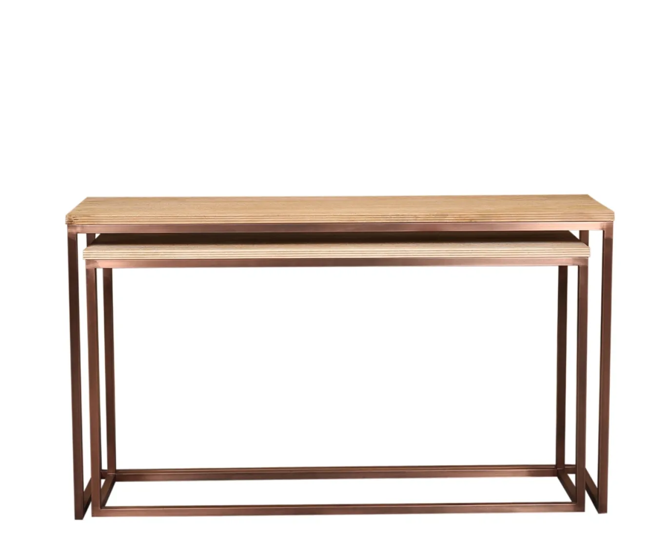 PTMD Sidetable Zoah Naturel/Koper Set van 2
