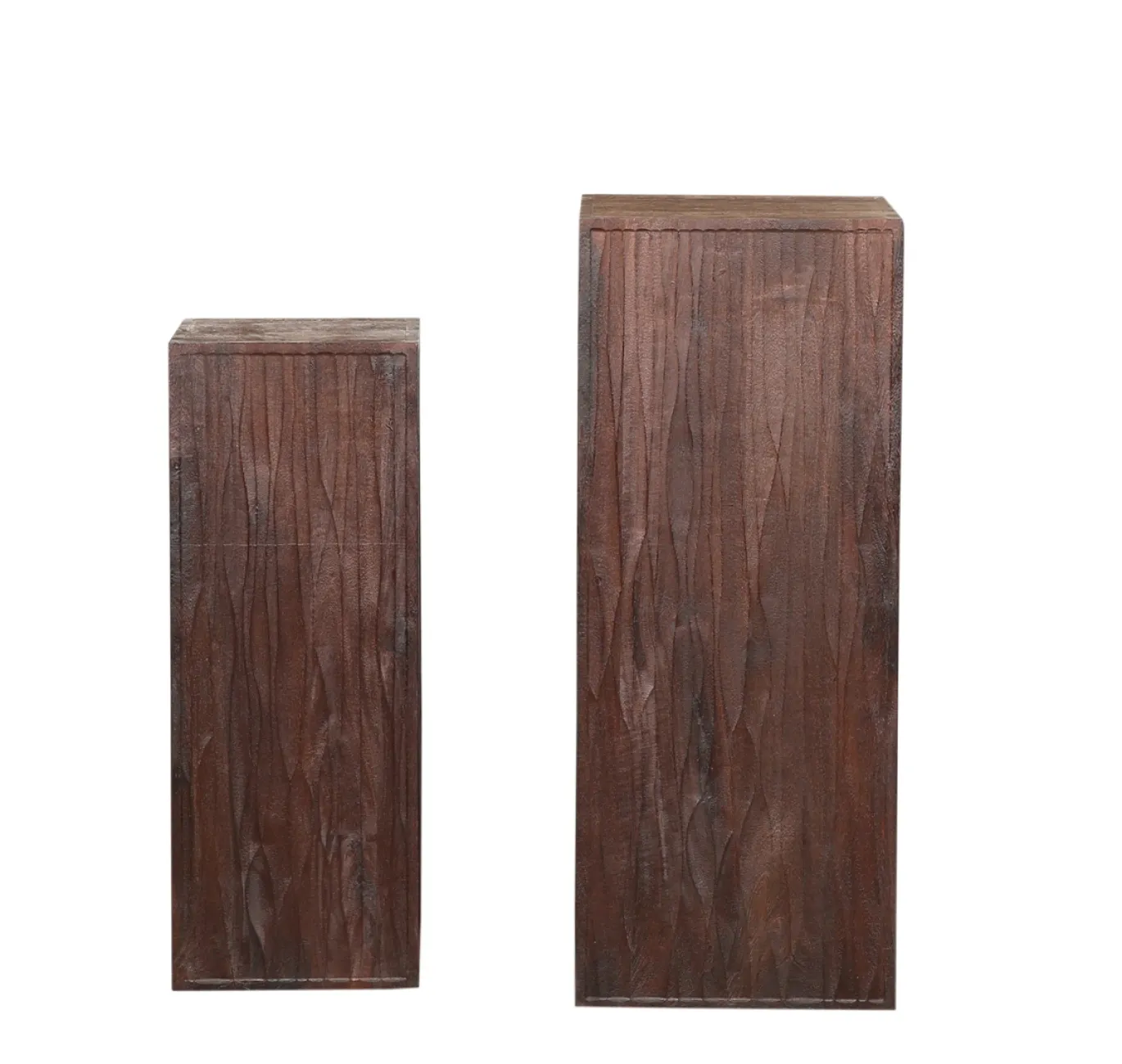 PTMD Zuil Riko Bruin Wavy Carved Set van 2