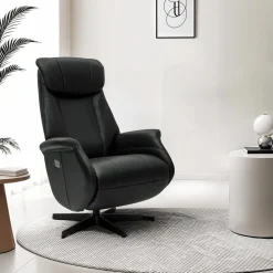 Relaxfauteuil Bonanza Zwart Leer - Giga Meubel