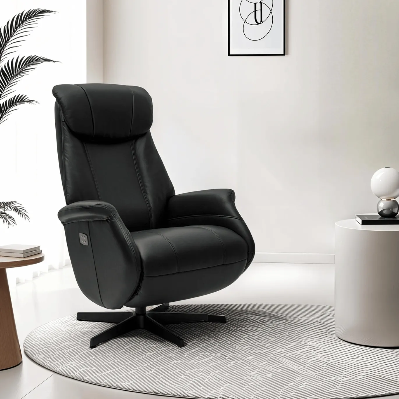 Relaxfauteuil Bonanza Zwart Leer - Giga Meubel