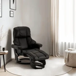 Relaxfauteuil Crown Zwart Leer - Giga Meubel