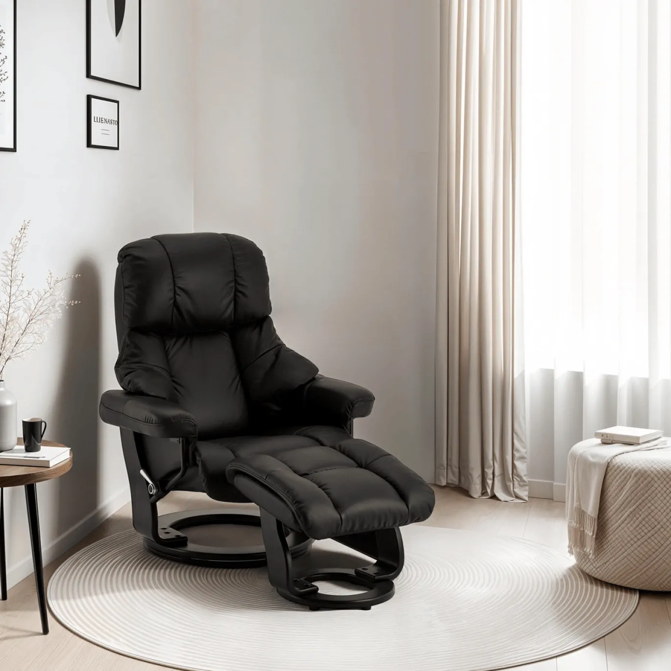 Relaxfauteuil Crown Zwart Leer - Giga Meubel