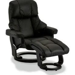 Relaxfauteuil Crown Zwart Leer - Giga Meubel