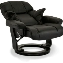 Relaxfauteuil Crown Zwart Leer - Giga Meubel