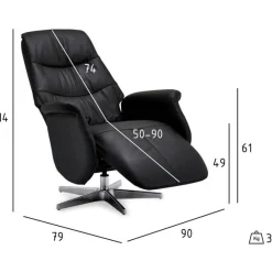 Relaxfauteuil Delta Zwart Leer - Giga Meubel