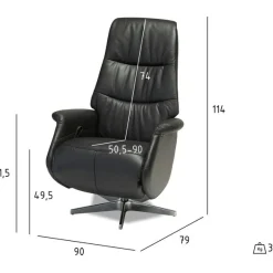 Relaxfauteuil Delta Zwart Leer - Giga Meubel