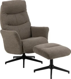 Relaxfauteuil Met Voetenbankje Lovik Taupe Monza - Giga Living